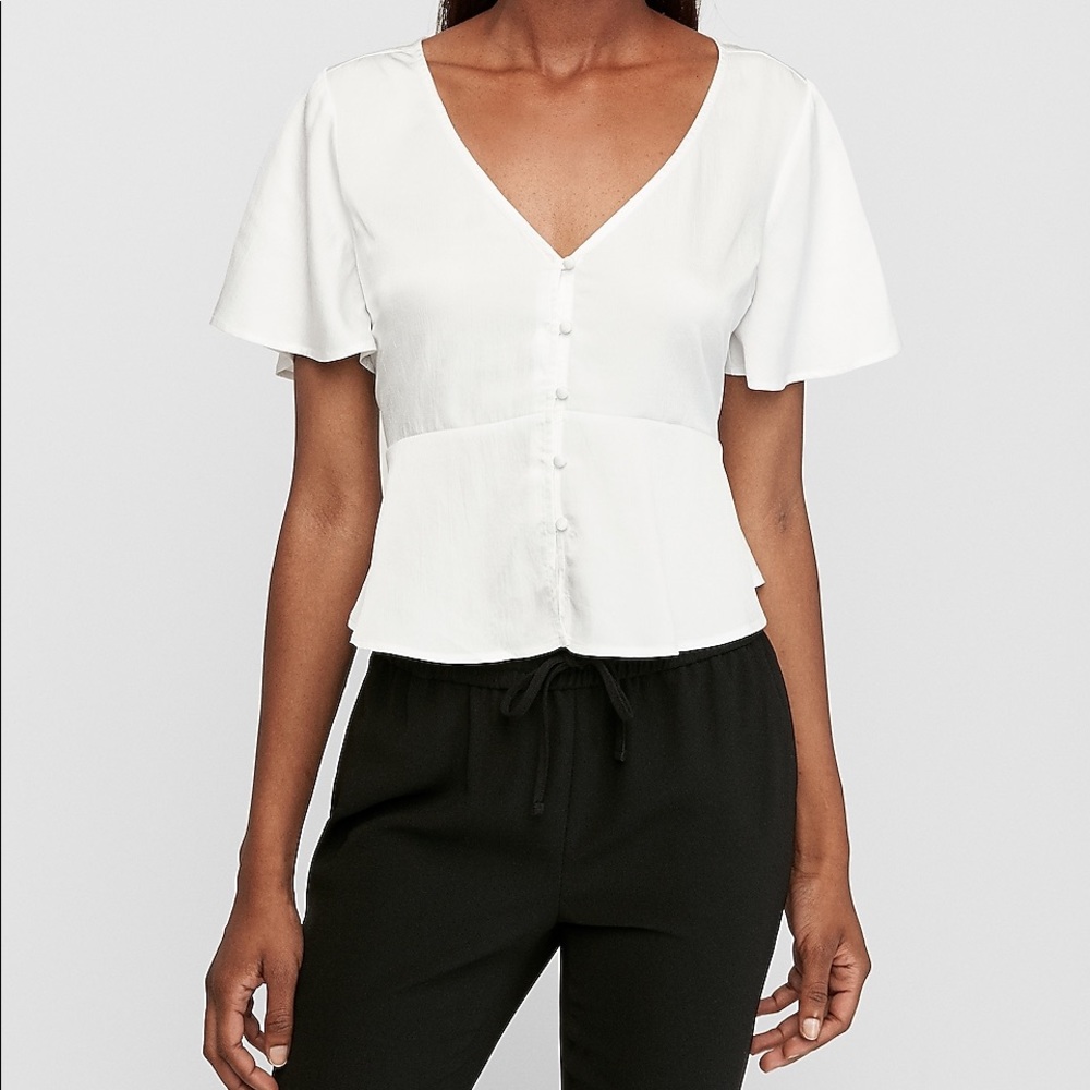 Express White Peplum Blouse NWT